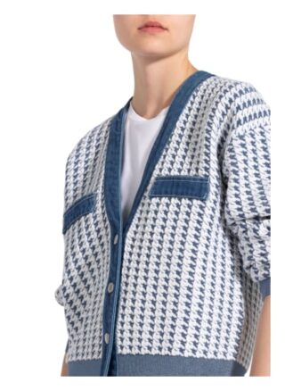 Sandro Strickjacke Im Materialmix blau
