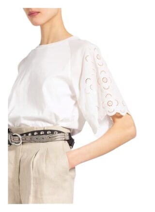 Sandro T-Shirt Mit Lochspitze weiss