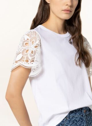 See By Chloé T-Shirt Mit Spitzeneinsatz weiss