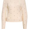 Self-Portrait Pullover Mit Schmucksteinbesatz beige