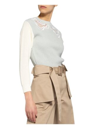 Self-Portrait Pullover Mit Spitzeneinsatz gruen