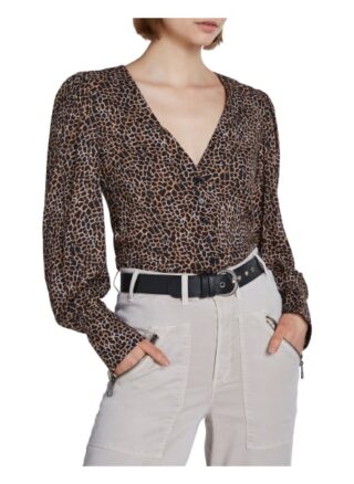 Set Bluse Langarm Im Animalprint braun