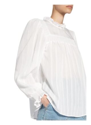 Set Bluse Mit Rüschenbesatz weiss