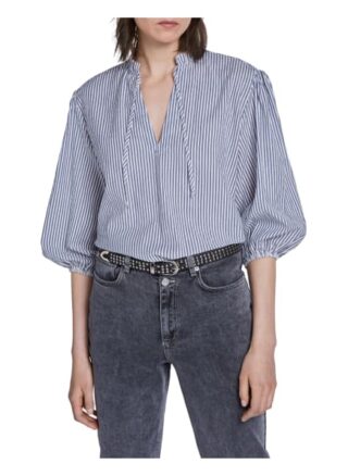 Set Bluse Mit Streifen blau