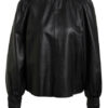 Set Blusenshirt Aus Leder schwarz