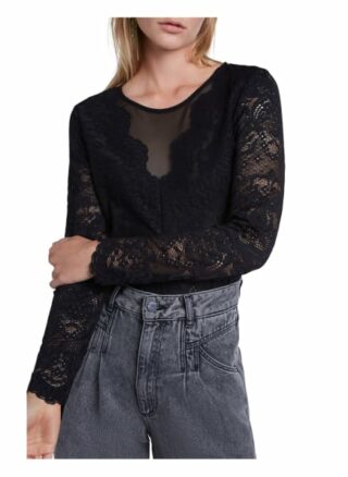 Set Longsleeve Mit Spitzen schwarz
