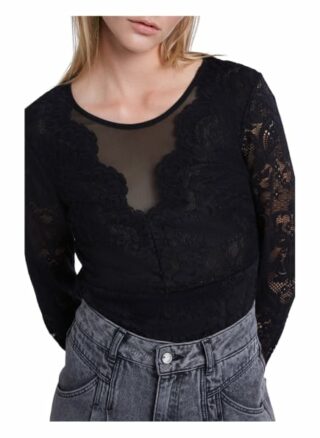 Set Longsleeve Mit Spitzen schwarz