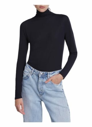 Set Longsleeve Mit Turtleneck Aus Rippe schwarz