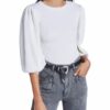 Set Pullover Feinstrick Rundhals weiss