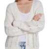 Set Strickjacke Mit Ajourstrick weiss
