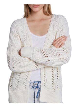 Set Strickjacke Mit Ajourstrick weiss