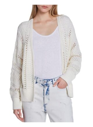 Set Strickjacke Mit Ajourstrick weiss
