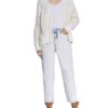 Set Strickjacke Mit Ajourstrick weiss