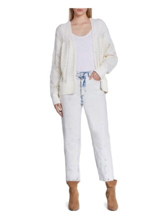 Set Strickjacke Mit Ajourstrick weiss