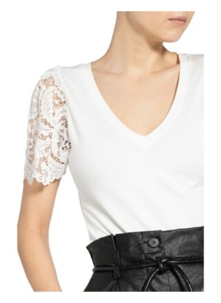Set T-Shirt Mit Spitzenbesatz weiss