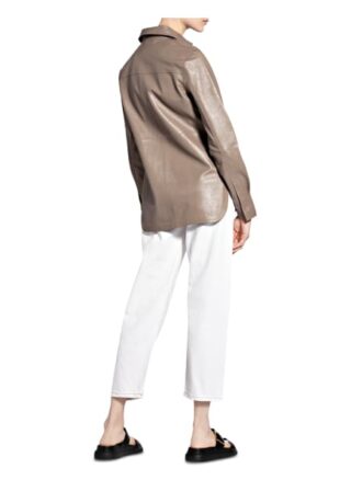 Stand Studio Blusenshirt Juliana Aus Leder beige