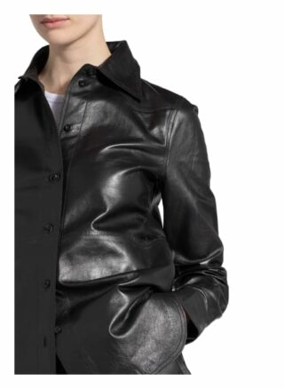 Stand Studio Blusenshirt Juliana Aus Leder schwarz