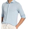 Stefan Brandt Strickhemd Slim Fit Aus Leinen blau