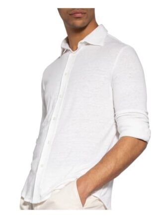 Stefan Brandt Strickhemd Slim Fit Aus Leinen weiss