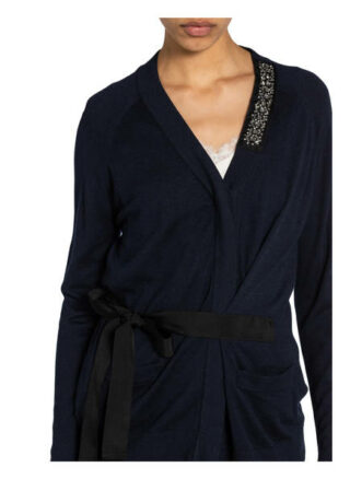Steffen Schraut Strickjacke Mit Schmucksteinbesatz blau