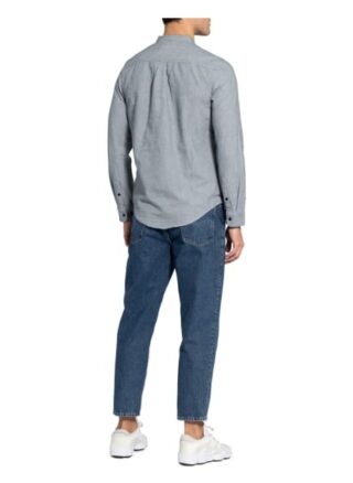 Superdry Hemd Regular Fit Mit Stehkragen grau