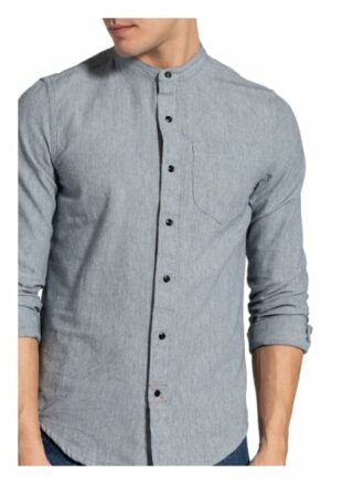 Superdry Hemd Regular Fit Mit Stehkragen grau