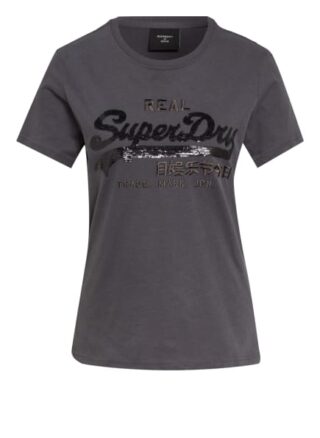 Superdry T-Shirt Mit Paillettenbesatz grau