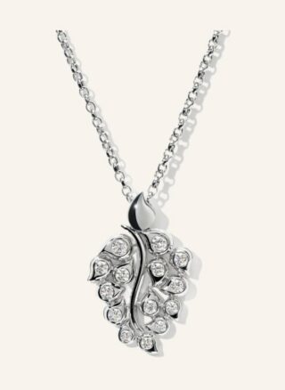 Tamara Comolli Halskette Snowflakes Leaf Aus 18 Karat Weißgold Mit Diamant Pavé silber