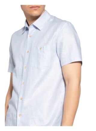 Ted Baker Kurzarm-Hemd Civiche Slim Fit Mit Leinen blau