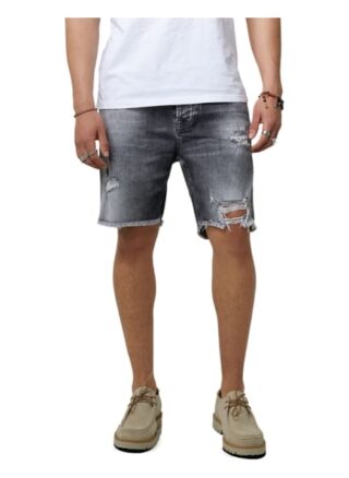 Tigha Denim Shorts Ley Open Edges 21031 Regular Fit grau