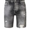 Tigha Denim Shorts Ley Open Edges 21031 Regular Fit grau