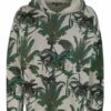 Tigha Hoodie Leaves And Birds Hoodie Loose Fit beige