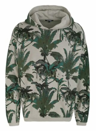 Tigha Hoodie Leaves And Birds Hoodie Loose Fit beige