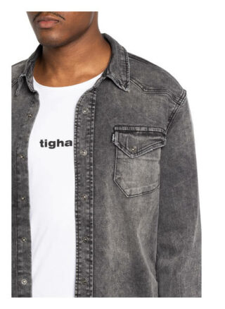 Tigha Jeanshemd Fred Extra Slim Fit grau