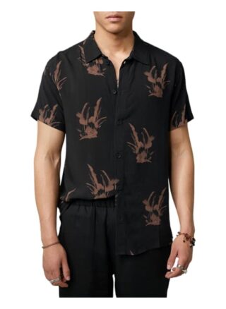 Tigha Kurzarmhemd Hadley Print 21031 Regular Fit braun