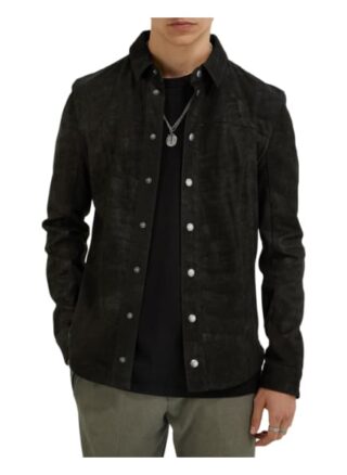 Tigha Lederhemd Garp Buffed Regular Fit schwarz