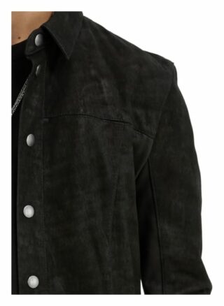 Tigha Lederhemd Garp Buffed Regular Fit schwarz