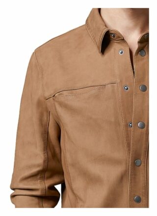 Tigha Lederhemd Tenner Slim Fit braun