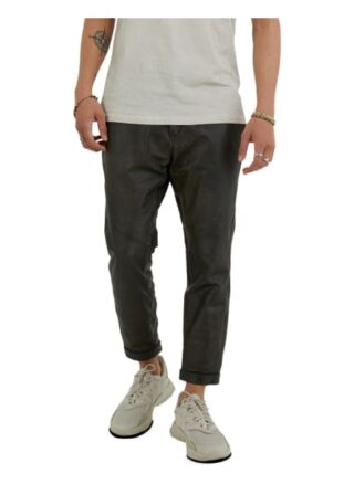 Tigha Lederhose Aleko Cropped Cow Leather Regular Fit schwarz