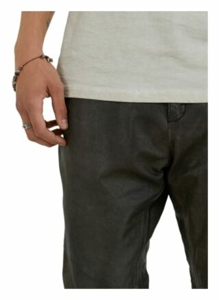 Tigha Lederhose Aleko Cropped Cow Leather Regular Fit schwarz