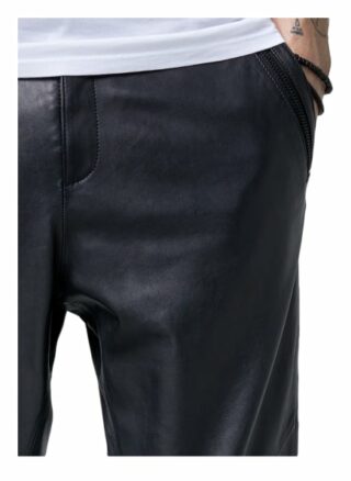 Tigha Lederhose Aleko Cropped Leather Regular Fit schwarz