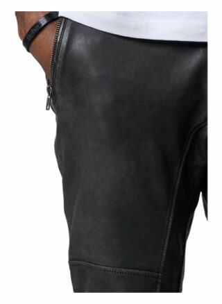Tigha Lederhose Celso Slim Fit schwarz