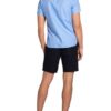 Tommy Hilfiger Kurzarm-Hemd Slim Fit Mit Leinen blau