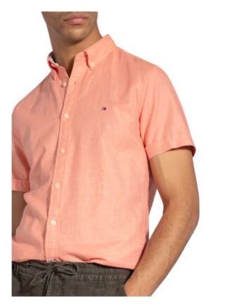 Tommy Hilfiger Kurzarm-Hemd Slim Fit Mit Leinen orange