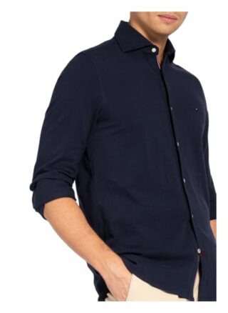 Tommy Hilfiger Piqué-Hemd Slim Fit blau