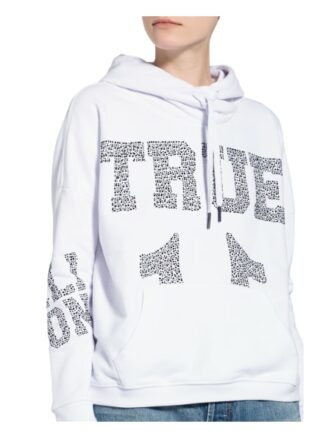 True Religion Hoodie True Mit Schmucksteinbesatz weiss