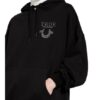 True Religion Oversized-Hoodie True Mit Schmucksteinbesatz schwarz