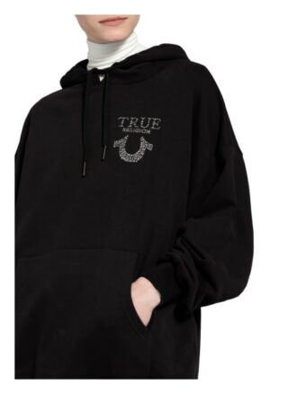 True Religion Oversized-Hoodie True Mit Schmucksteinbesatz schwarz