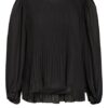 True Religion Plisseebluse schwarz
