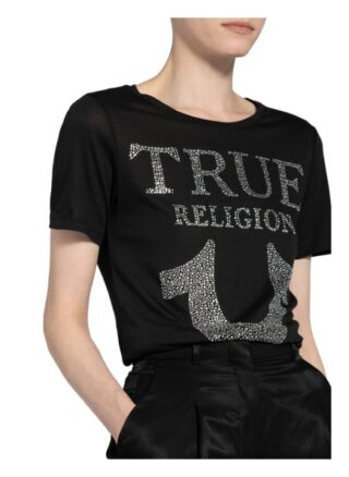 True Religion T-Shirt True Mit Schmucksteinbesatz schwarz